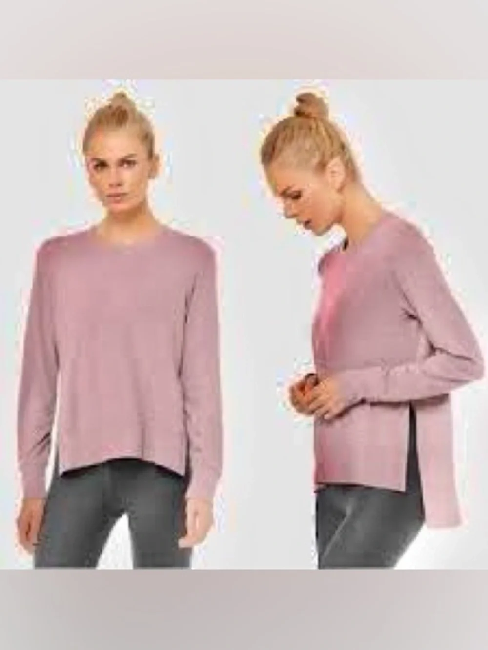 Alo dusty plum Glimpse long sleeve crew split side hem top